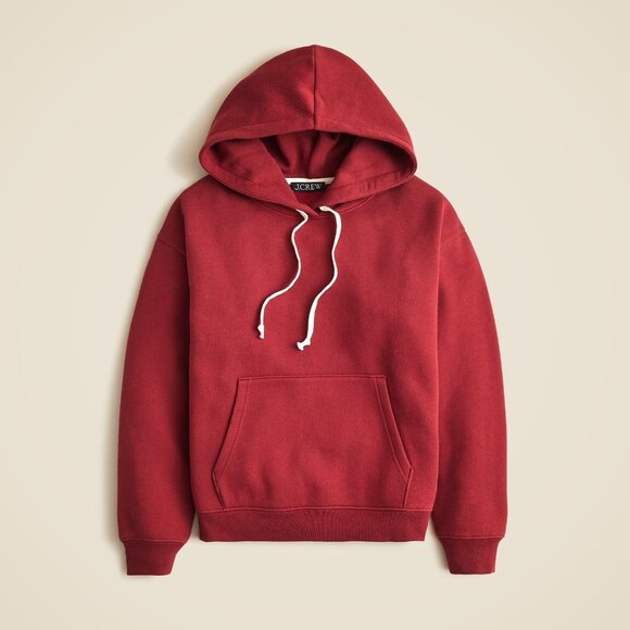 J. Crew Red Heritage Fleece Hoodie Sweatshirt Size Medium - Picture 1 of 7